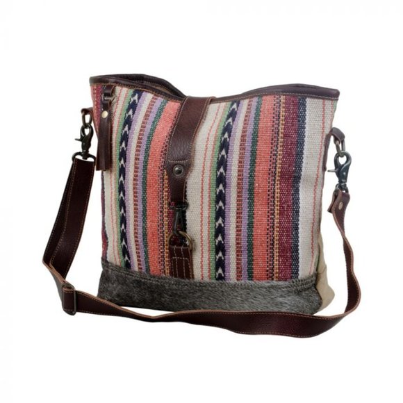 Myra Bag Handbags - New Myra Multicolored Canvas Leather Shoulder Bag